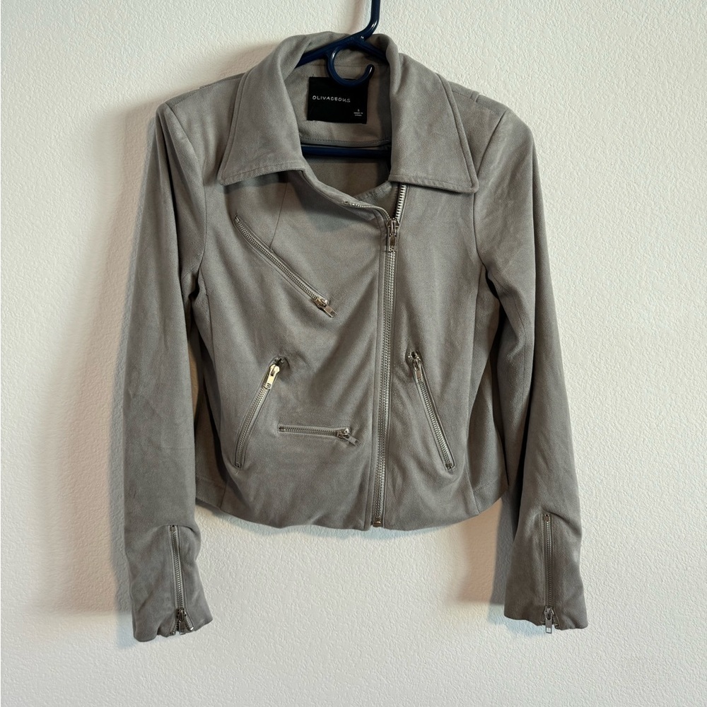 Olivaceous Women’s Gray Faux Suede Jacket‎ Size Small